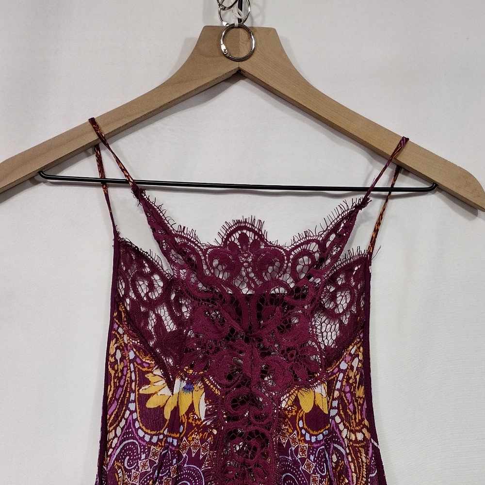 Free People Who Is Sorry Now Floral Dress Women's S Purple Retro 90s Y2K Coastal - Picture 6 of 8
